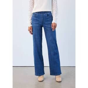 NEW FDJ wide leg pull on jeans in silver check statement denim